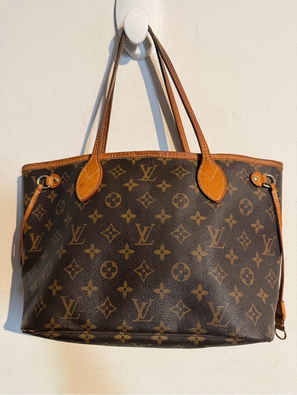 Louis Vuitton Monogram Neverfull PM Canvas Tote with Tan Trim